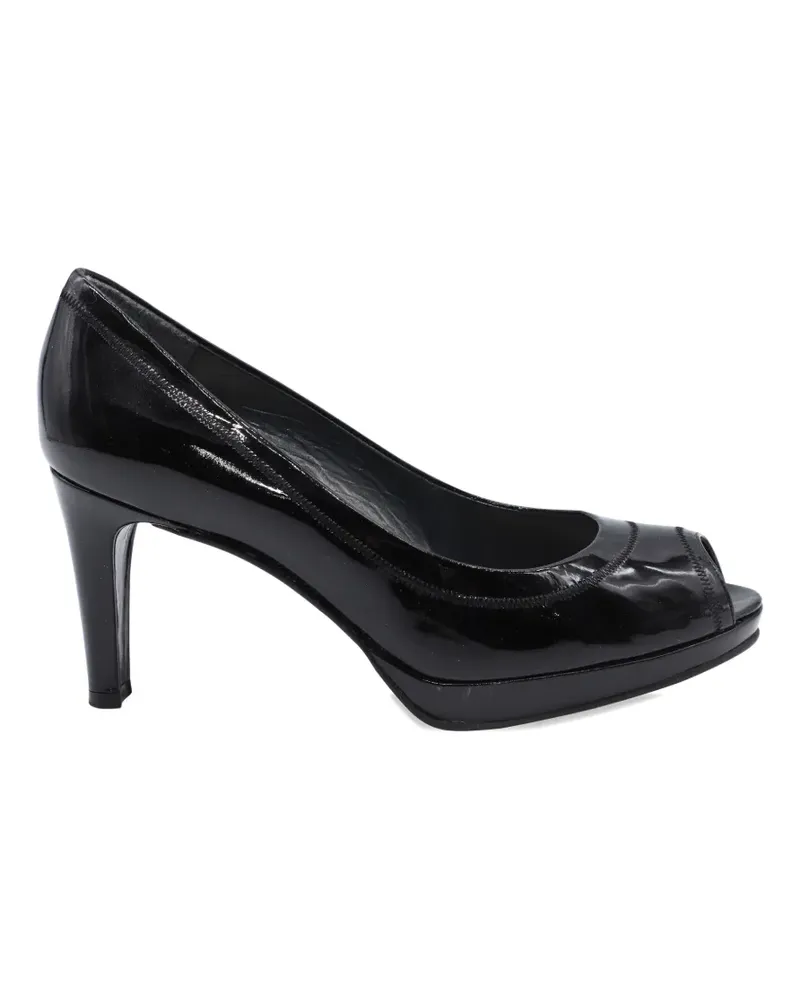Stuart Weitzman x Russel Bromley peep-toe patent leather pumps - Schwarz Schwarz