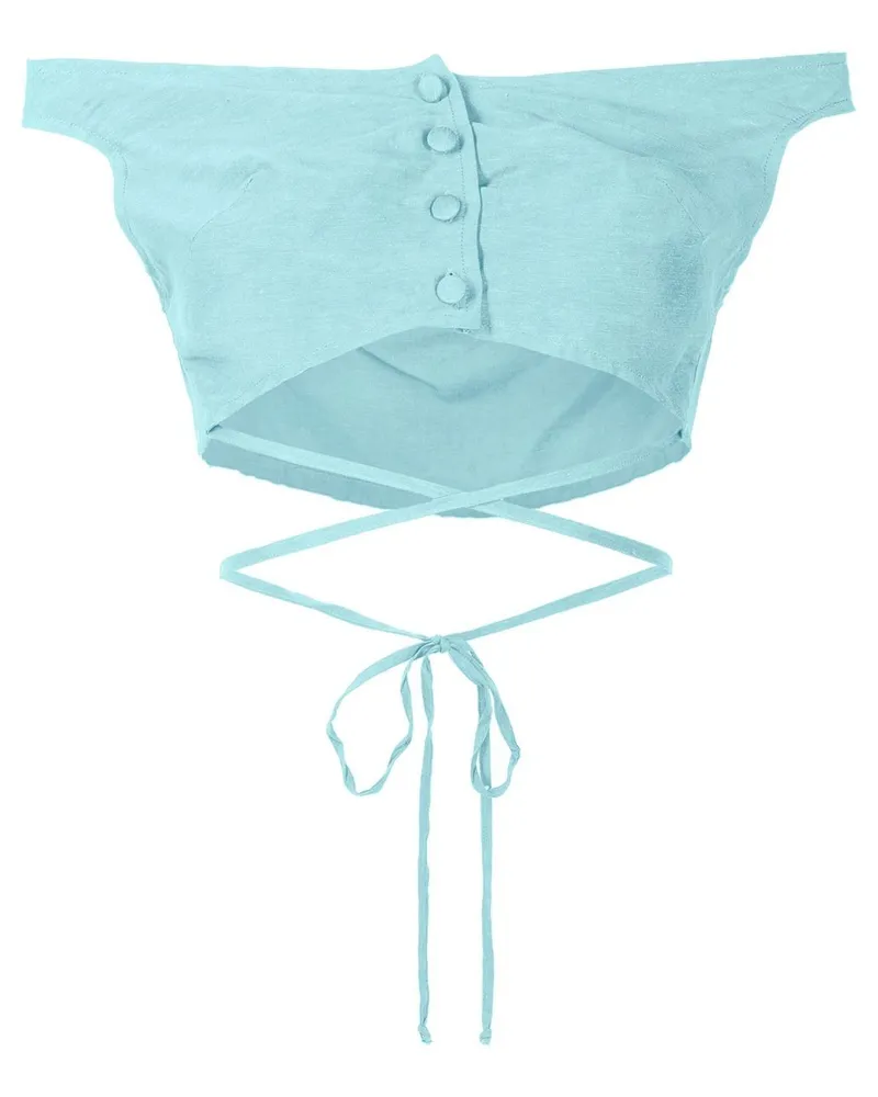 Amir Slama Schulterfreies Cropped-Oberteil - Blau Blau
