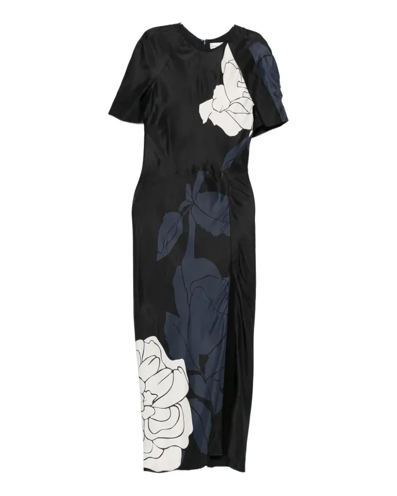 Victoria Beckham floral-pattern midi dress - Schwarz Schwarz