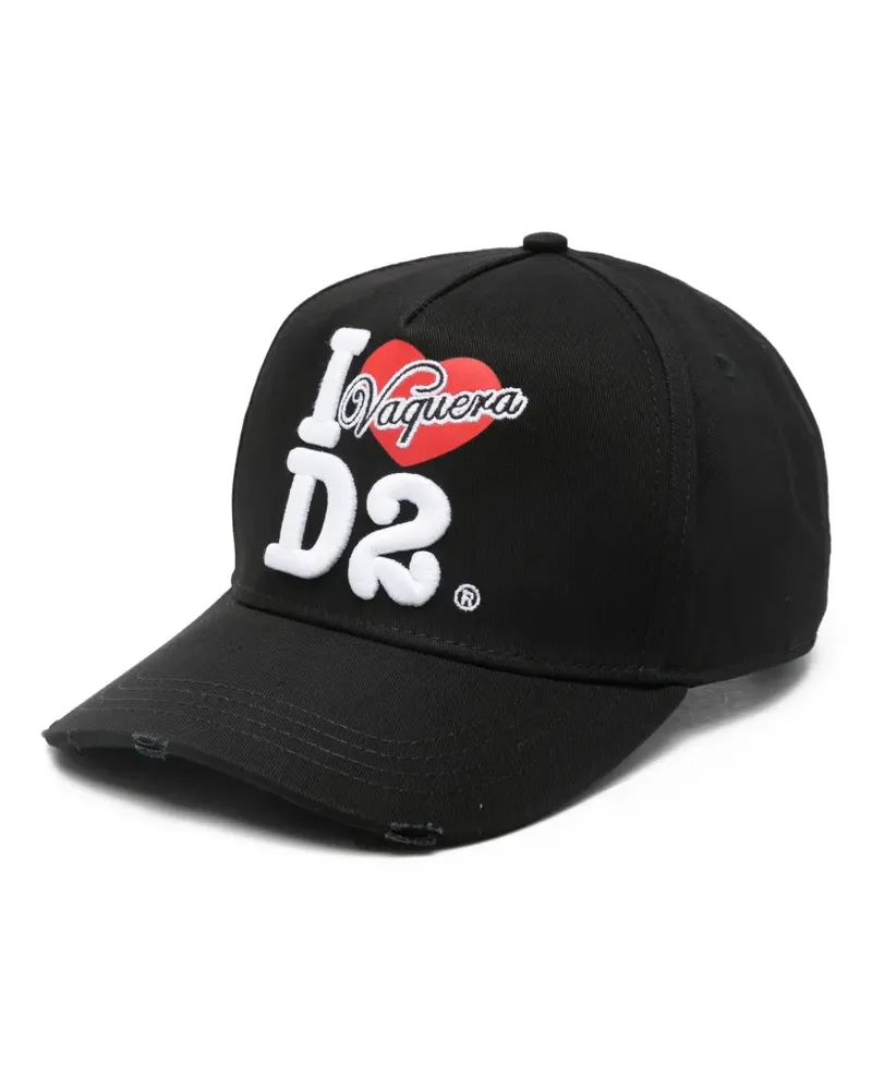 Dsquared2 Baseballkappe in Distressed-Optik - Schwarz Schwarz