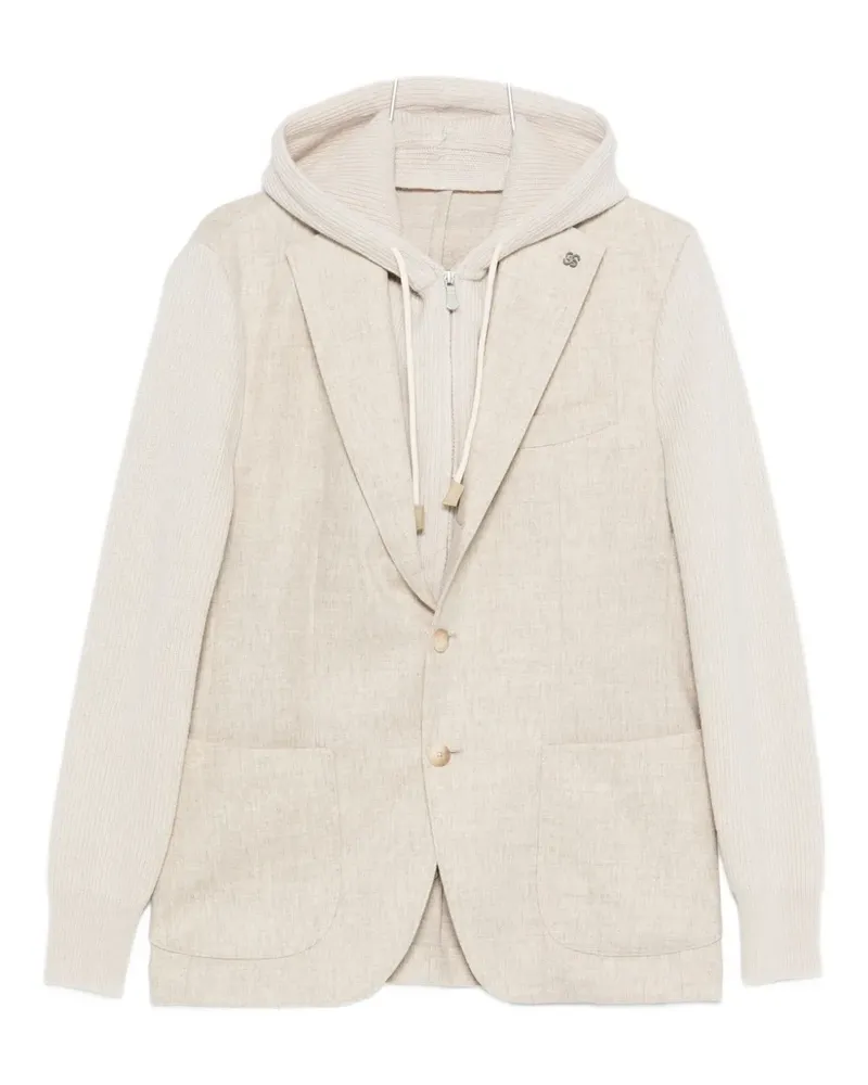 Gran Sasso hooded panelled blazer - Nude Nude