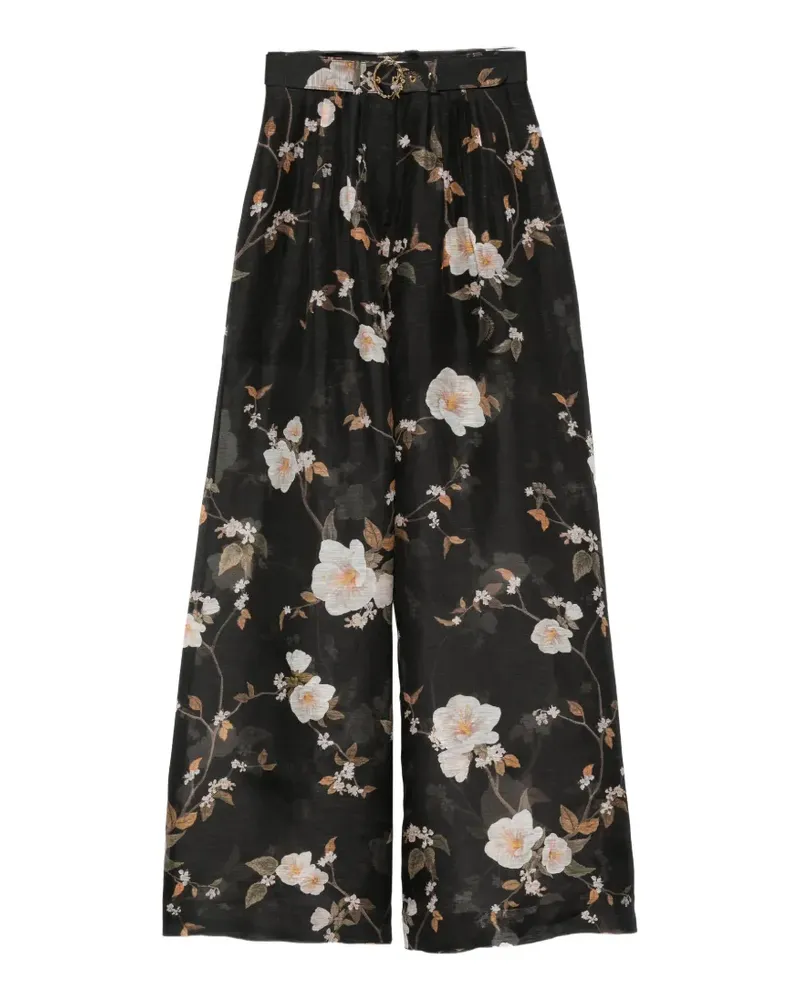 Zimmermann Ascent floral-print pleated trousers - Schwarz Schwarz