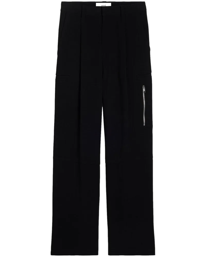 AMI Paris Hose mit weitem Bein Schwarz