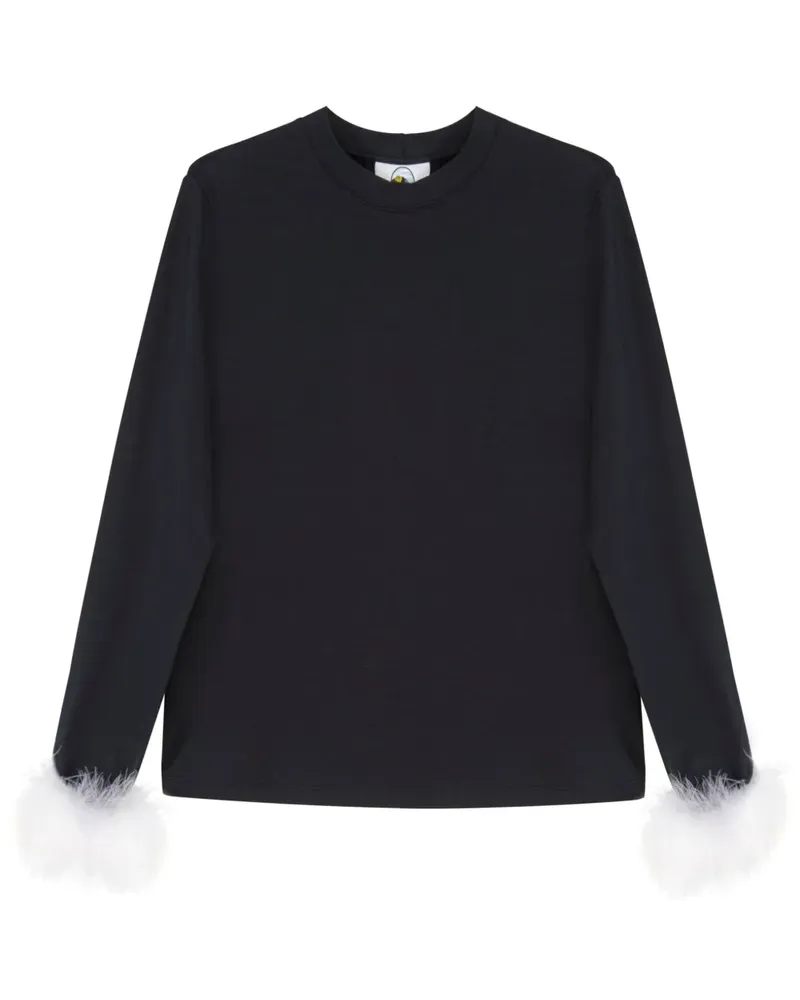 SLEEPER T-Shirt mit Federn - Schwarz Schwarz