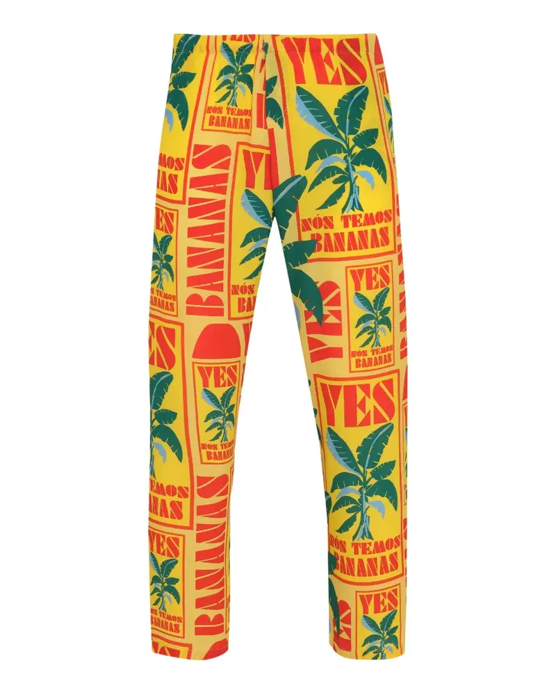 Amir Slama Gerade Hose mit Schriftzug-Print - Gelb Gelb