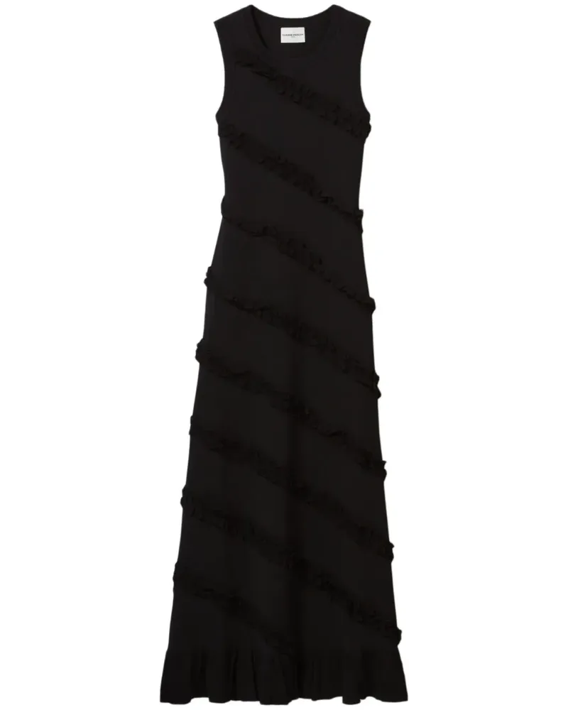Claudie Pierlot Maxikleid mit Rüschen - Schwarz Schwarz