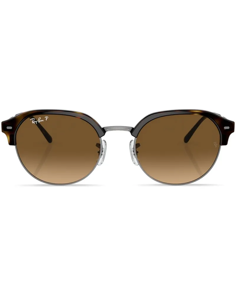 Ray Ban Runde Sonnenbrille mit Logo-Print - Braun Braun