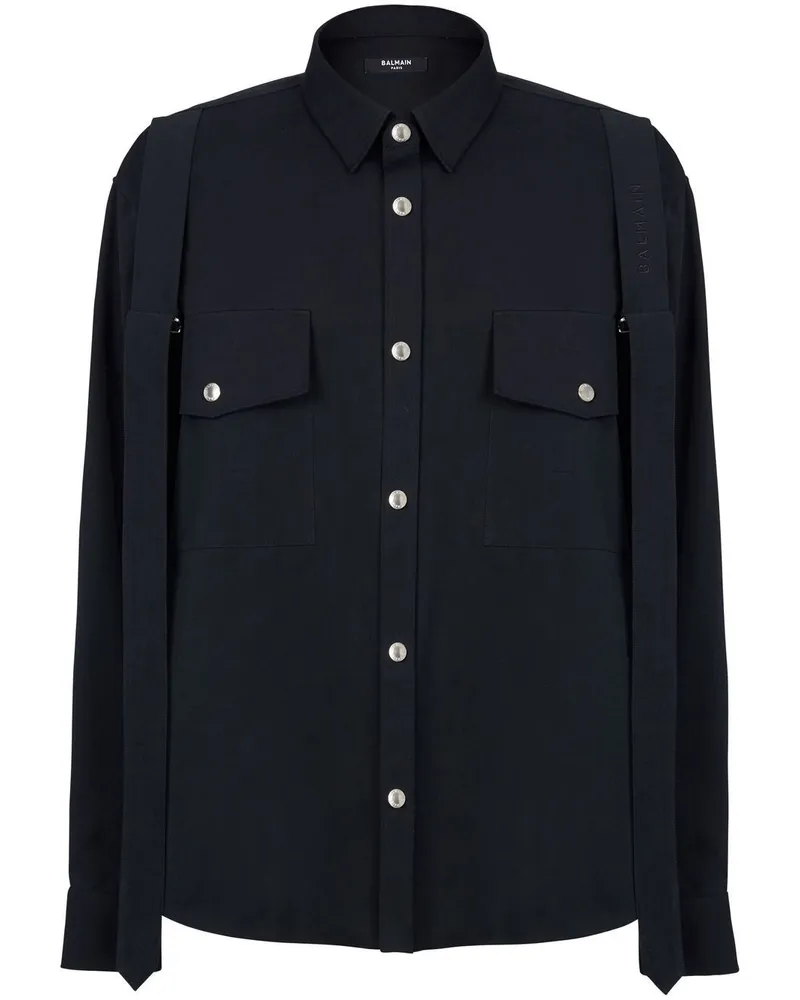 Balmain Hemd mit Klappentaschen - Schwarz Schwarz