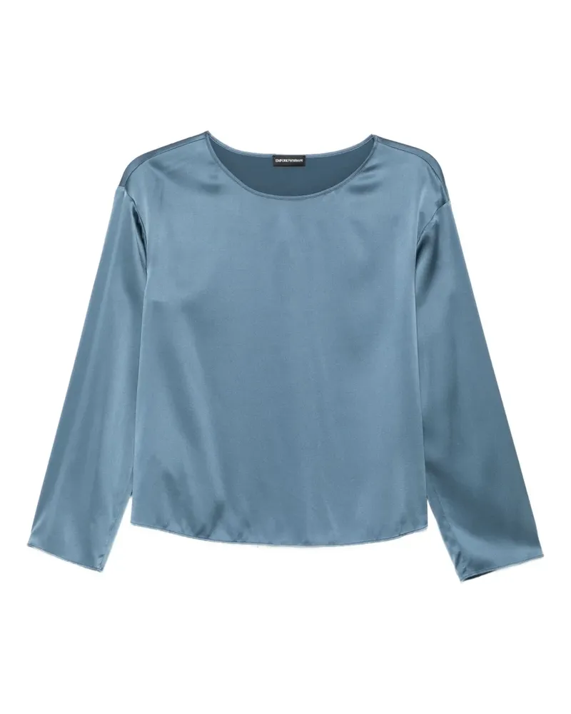 Emporio Armani Satintop mit Dreiviertelärmeln - Blau Blau