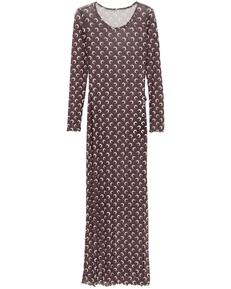 Marine Serre Maxikleid mit Moon-Print - Braun Braun