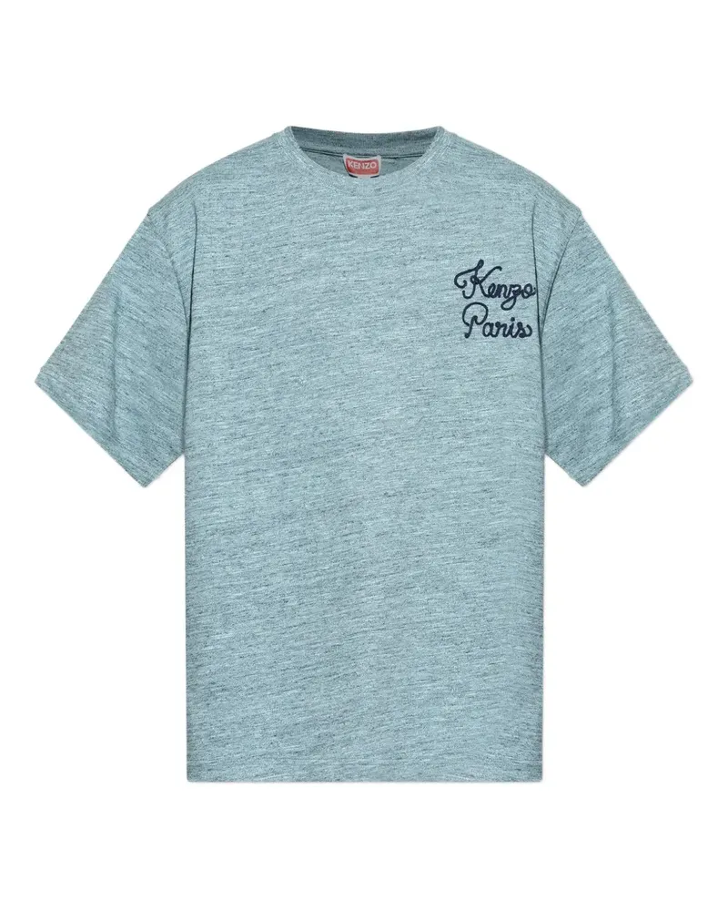 Kenzo Chainstitch T-Shirt mit Logo-Stickerei - Blau Blau