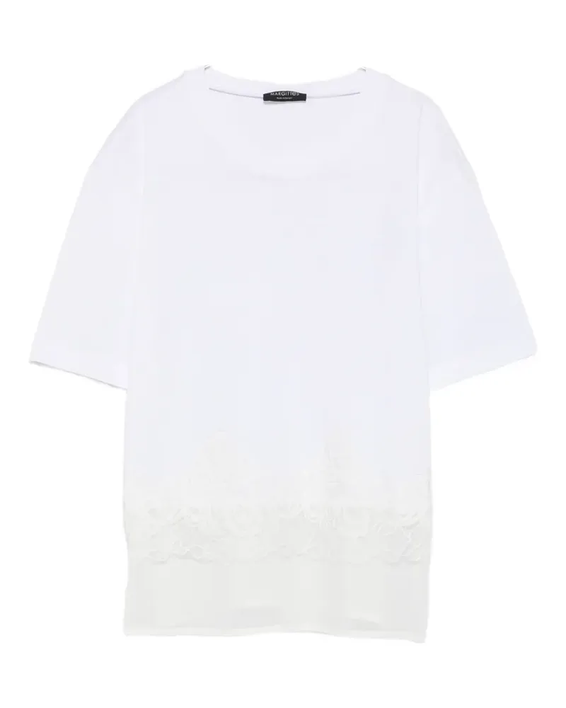Margittes lace-trim T-shirt - Weiß Weiß