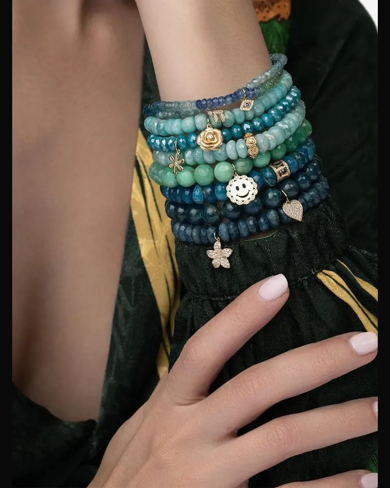 Sydney Evan 14kt Plumeria Gelbgoldarmband mit Chrysokoll und Diamanten - Blau Blau