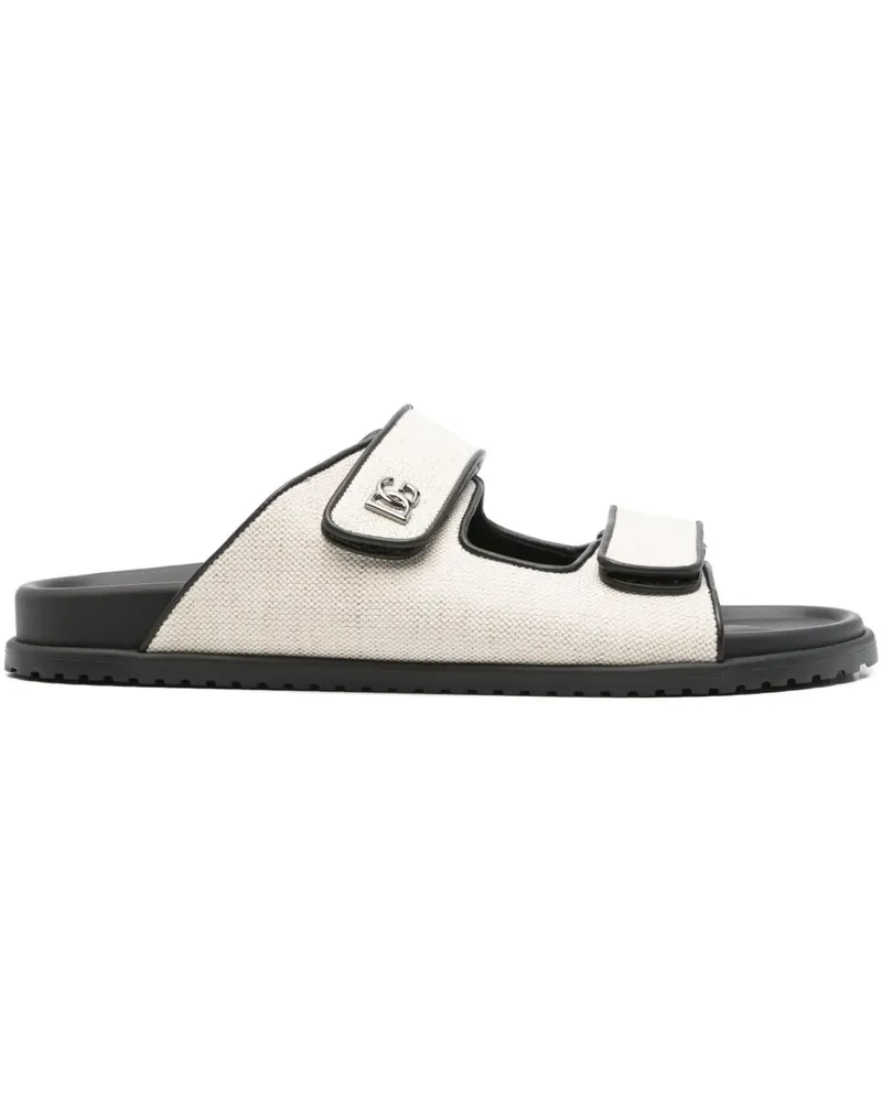 Dolce & Gabbana Pantoletten aus Canvas mit doppeltem Riemen - Nude Nude