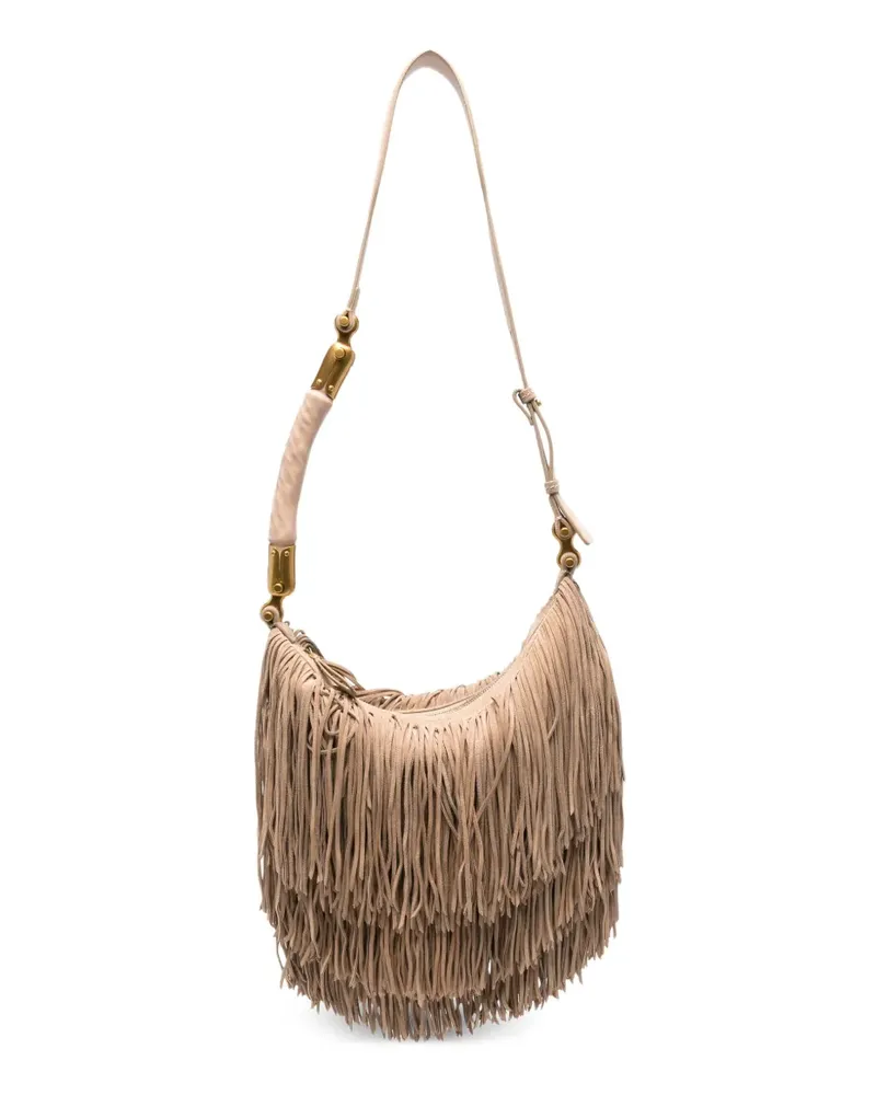 Balmain fringed suede tote bag - Nude Nude
