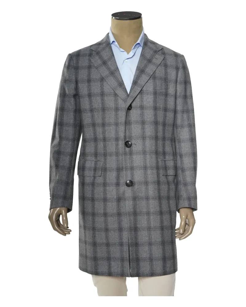 Kiton Mantel mit Windowpane-Karo - Grau Grau