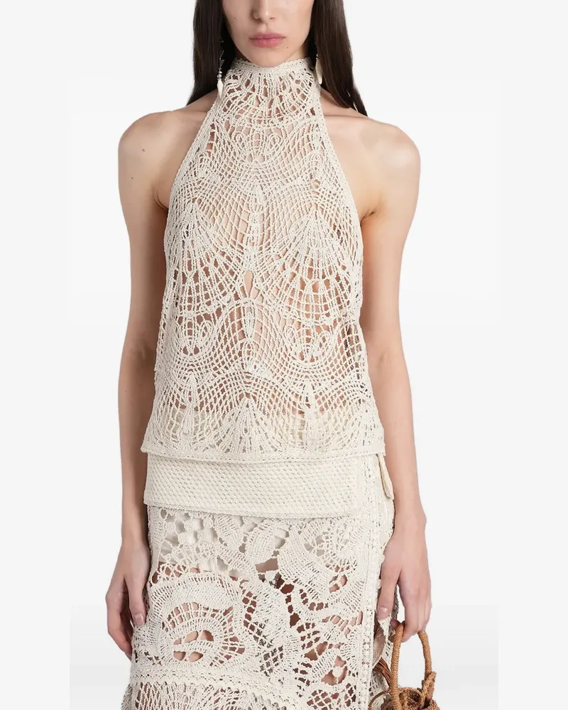 SIEDRES crochet-knit halterneck top - Nude Nude