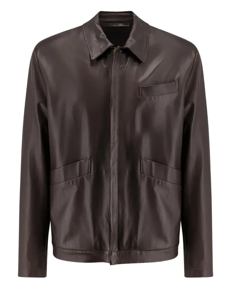 Salvatore Santoro zipped-cuff leather jacket - Braun Braun