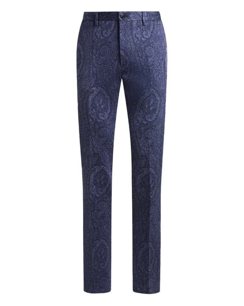 Etro Jacquard-Hose mit Logo - Blau Blau