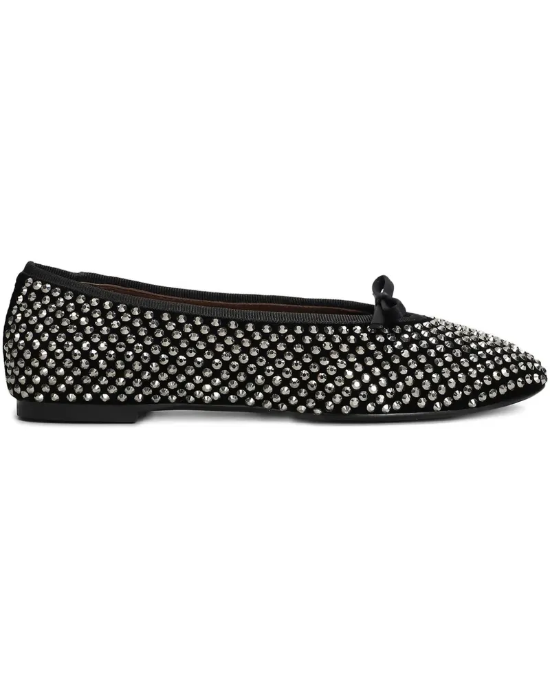 Lola Cruz crystal-embellished bow-detail ballet flats - Schwarz Schwarz