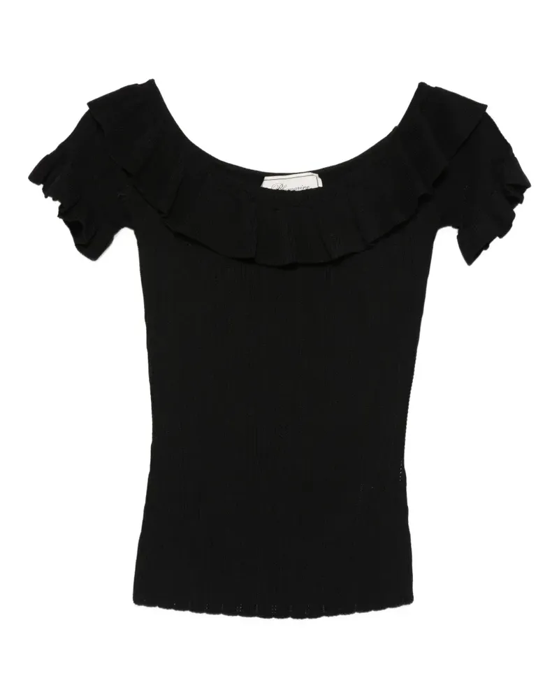 Blumarine ruffled ribbed-knit top - Schwarz Schwarz