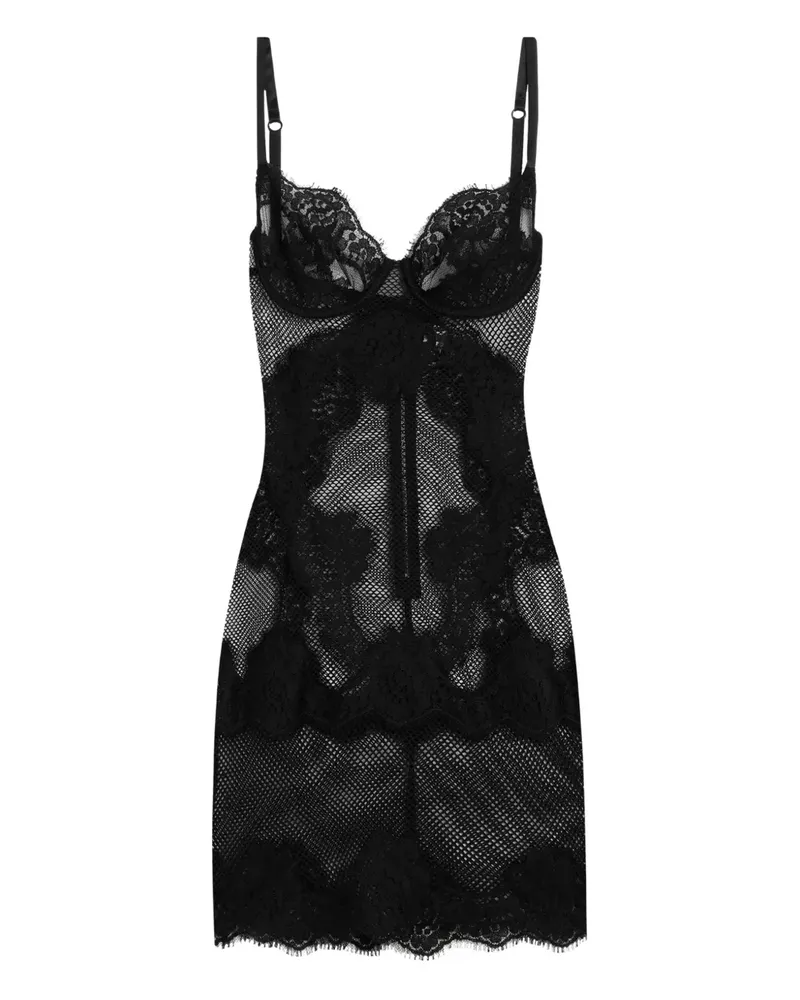 Dolce & Gabbana Minikleid mit Spitzeneinsätzen - Schwarz Schwarz