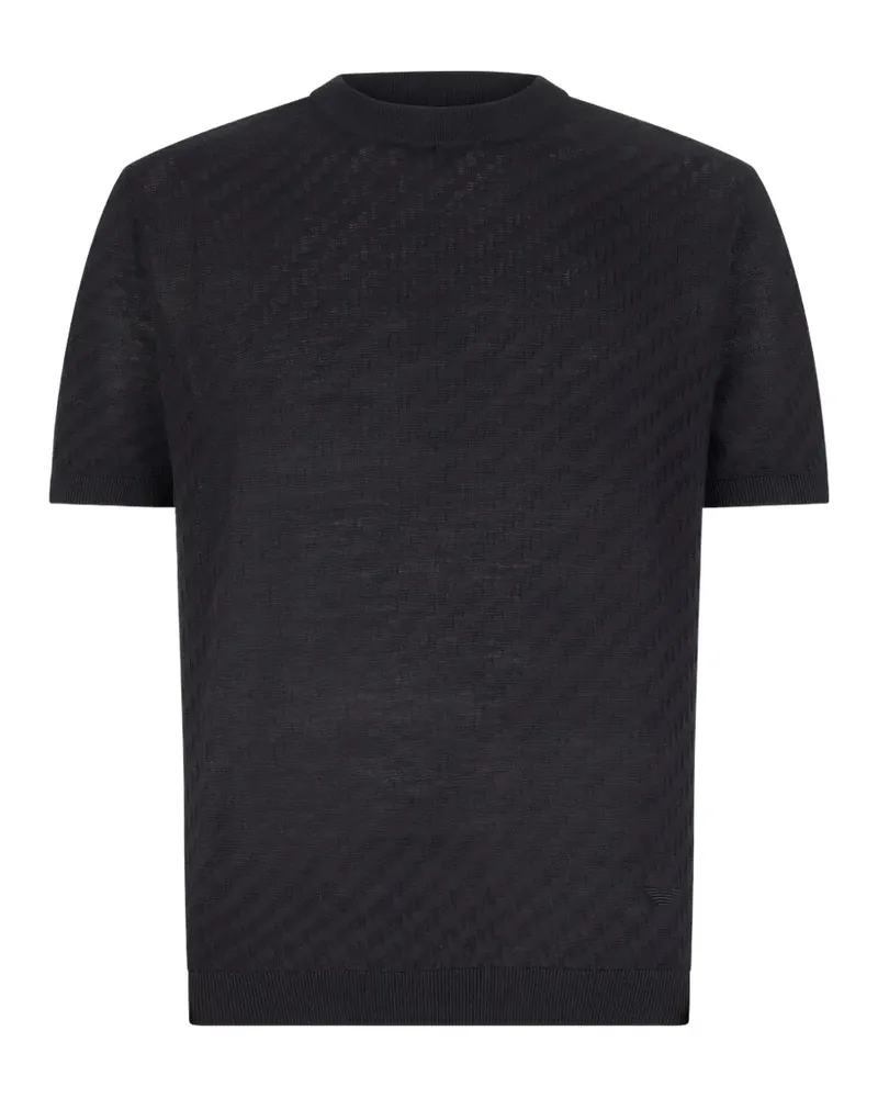 Emporio Armani short-sleeved jacquard sweater - Blau Blau