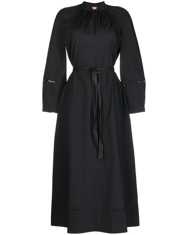 Yves Salomon Midi-Hemdkleid mit Gürtel - Schwarz Schwarz
