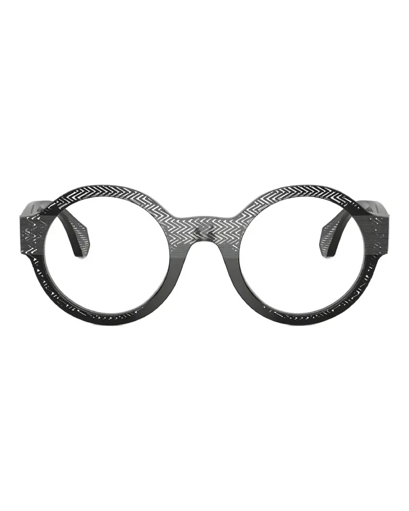 Alain Mikli Runde Brille mit Zickzackmuster - Schwarz Schwarz