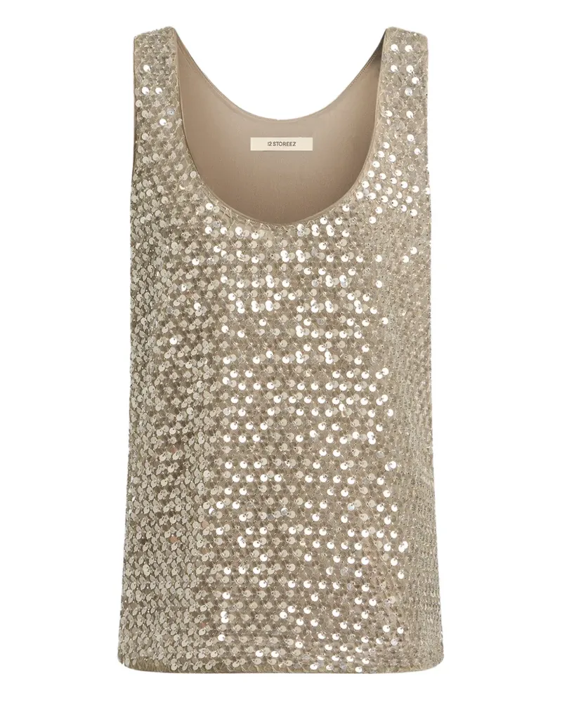12 STOREEZ Oberteil mit Pailletten - Nude Nude
