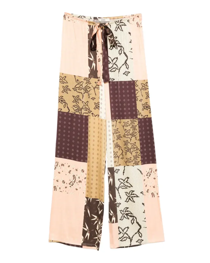 SIEDRES Manoce Hose mit Blumendetail - Braun Braun