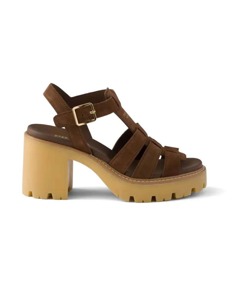 Prada high-heeled suede platform sandals - Braun Braun