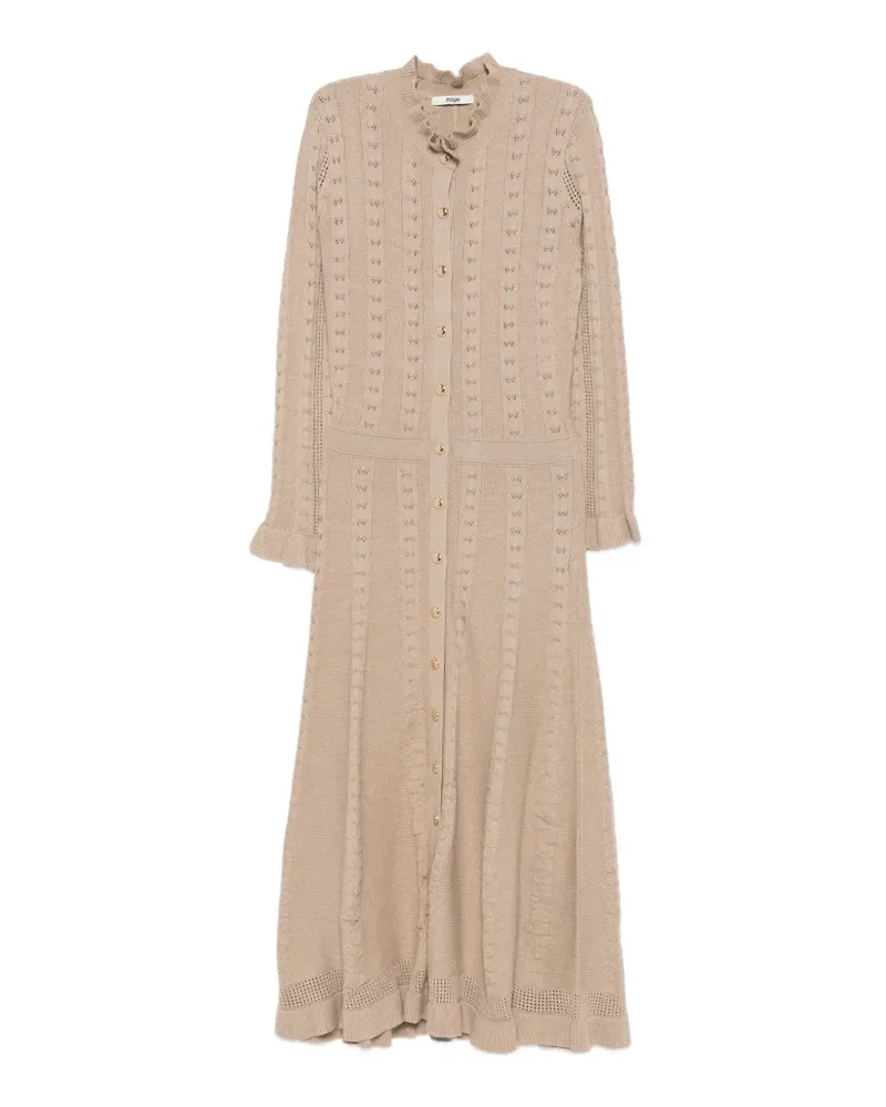 Maje Gestricktes Midikleid mit Rüschenkragen - Nude Nude