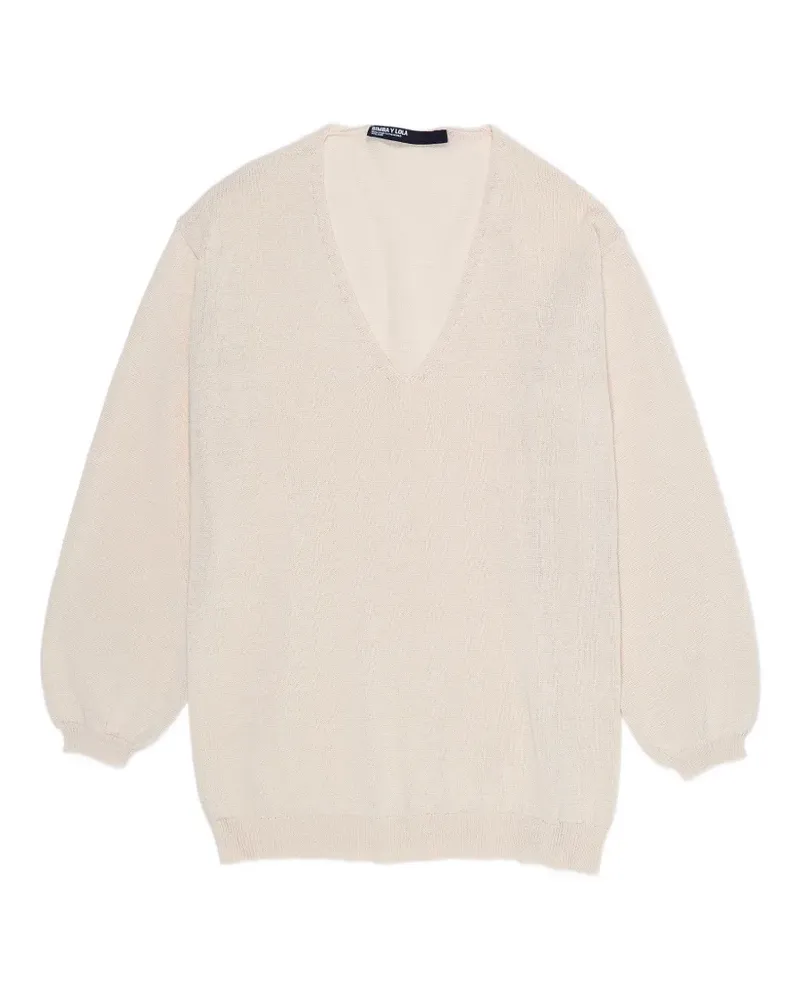 BIMBA Y LOLA V-Ausschnitt-Oberteil mit Ballonärmeln - Nude Nude