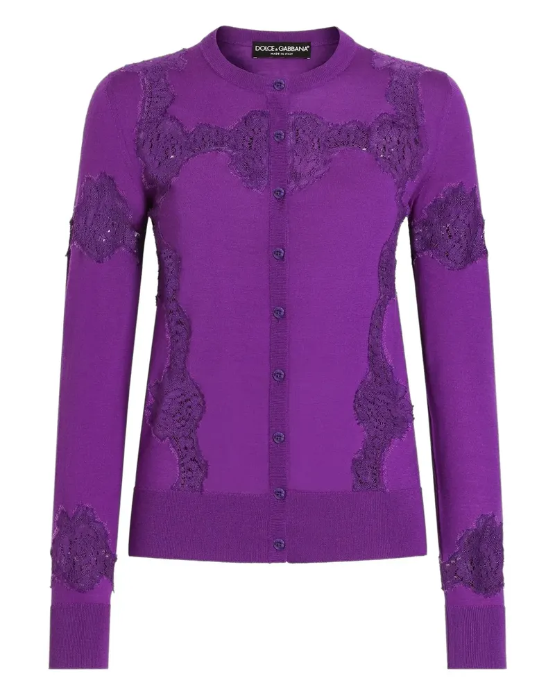 Dolce & Gabbana Cardigan mit Spitzen-Inlay - Violett Violett
