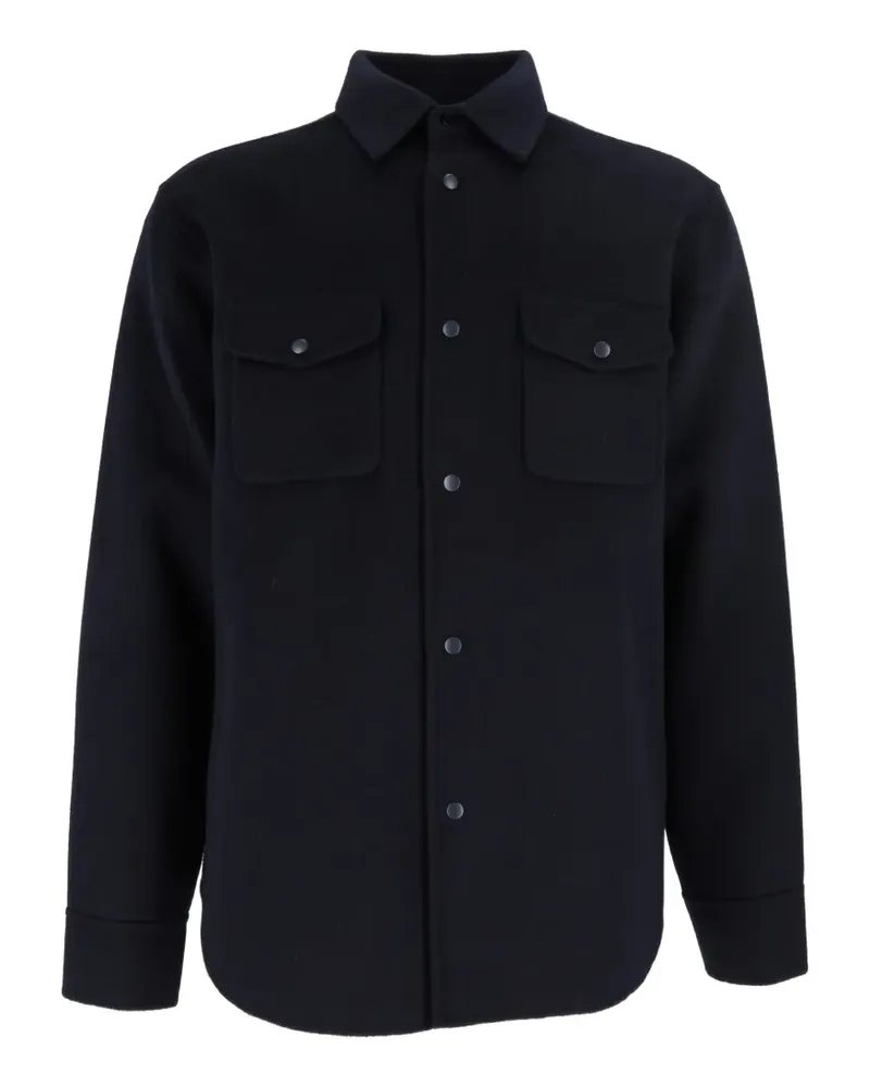ASPESI Hemdjacke aus Wolle mit Klappentasche - Blau Blau