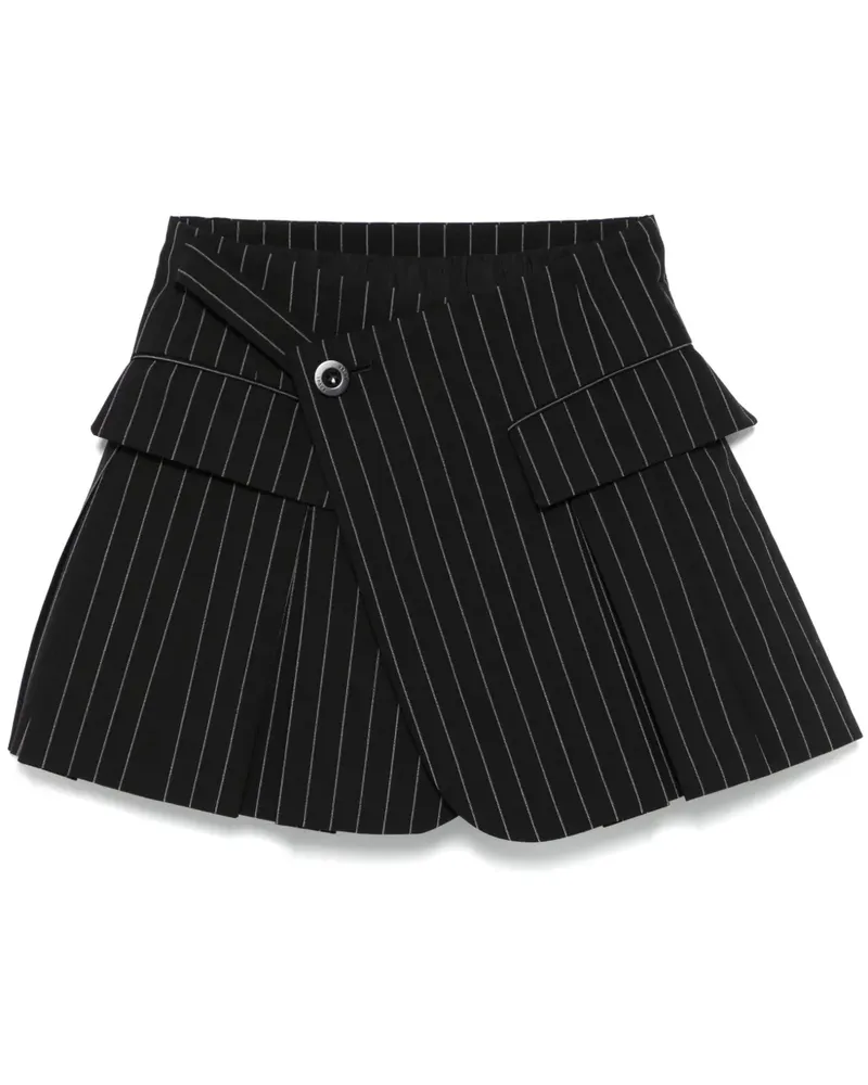 Sacai Gestreifte Shorts - Schwarz Schwarz