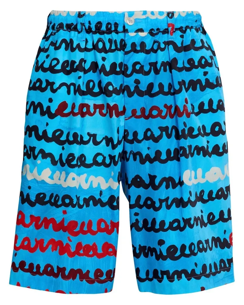 Marni Shorts mit Handschrift-Print - Blau Blau