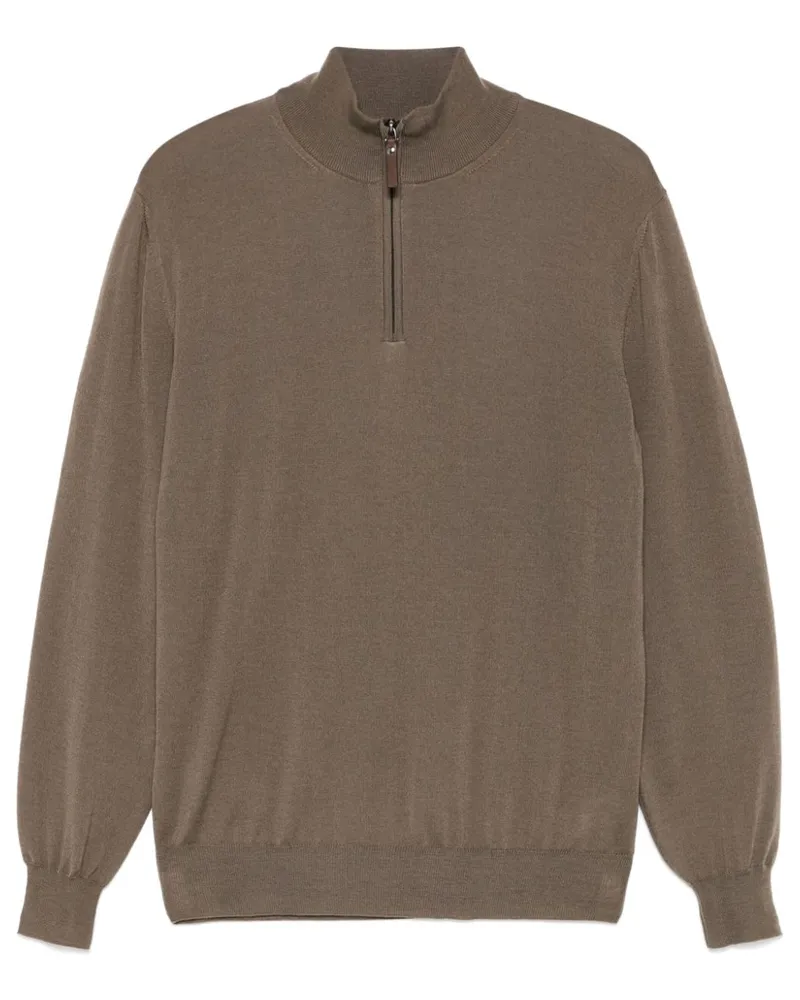 Canali Pullover mit Reißverschluss - Braun Braun