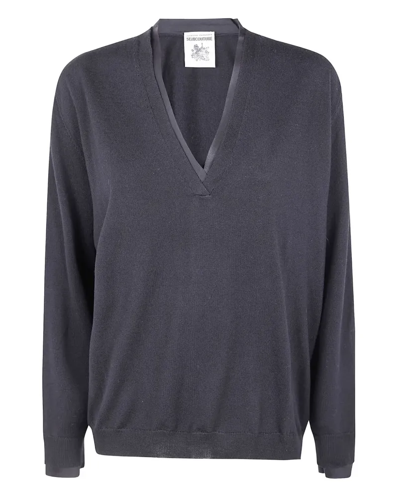 Semicouture Pullover mit V-Ausschnitt - Schwarz Schwarz
