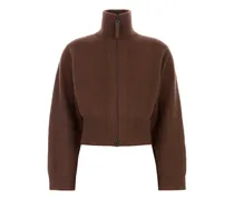 ribbed-knit zip-up cardigan - Braun