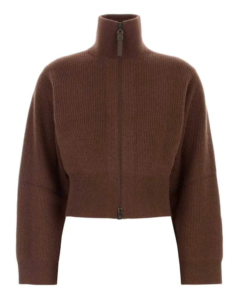 Brunello Cucinelli ribbed-knit zip-up cardigan - Braun Braun