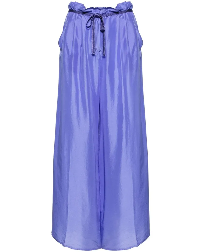 forte_forte Seidenhose mit weitem Bein Violett