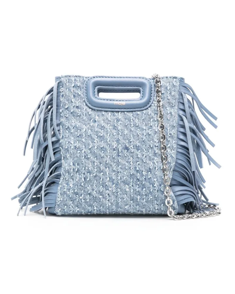 Maje Mini M Denim-Schultertasche Blau