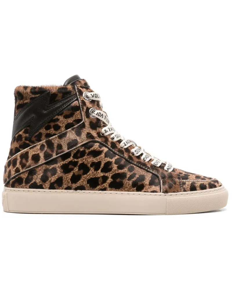 Zadig & Voltaire High Flash leopard-print high-top sneakers Braun