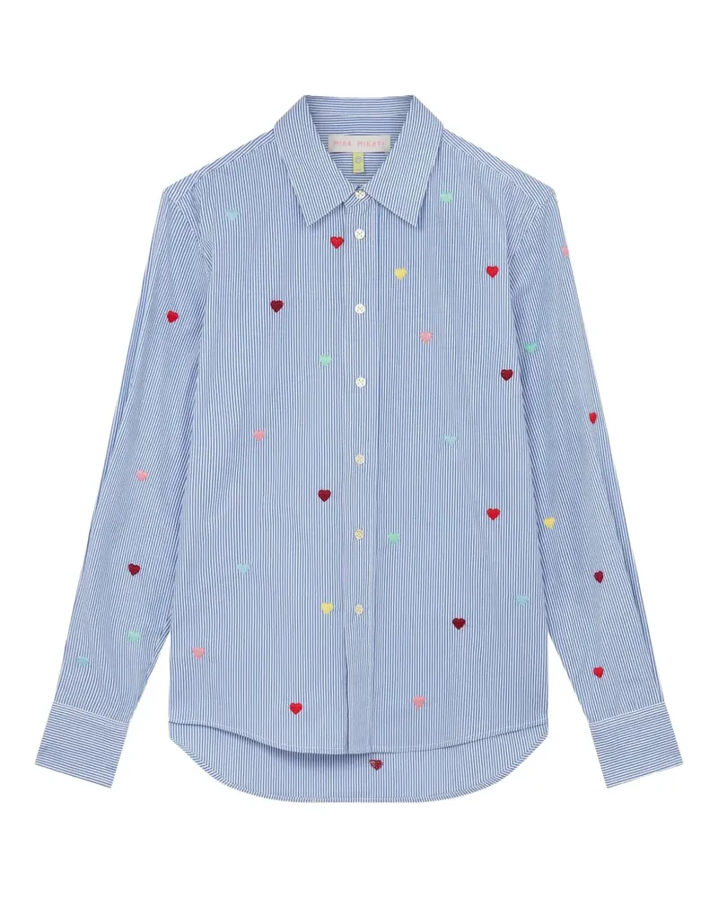 Mira Mikati Gestreiftes Hemd mit Herz - Blau Blau
