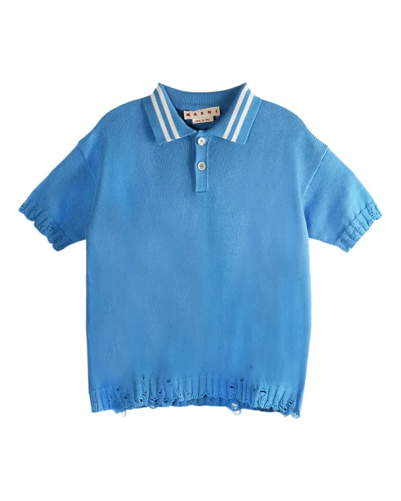 Marni Poloshirt mit ausgefranstem Saum - Blau Blau