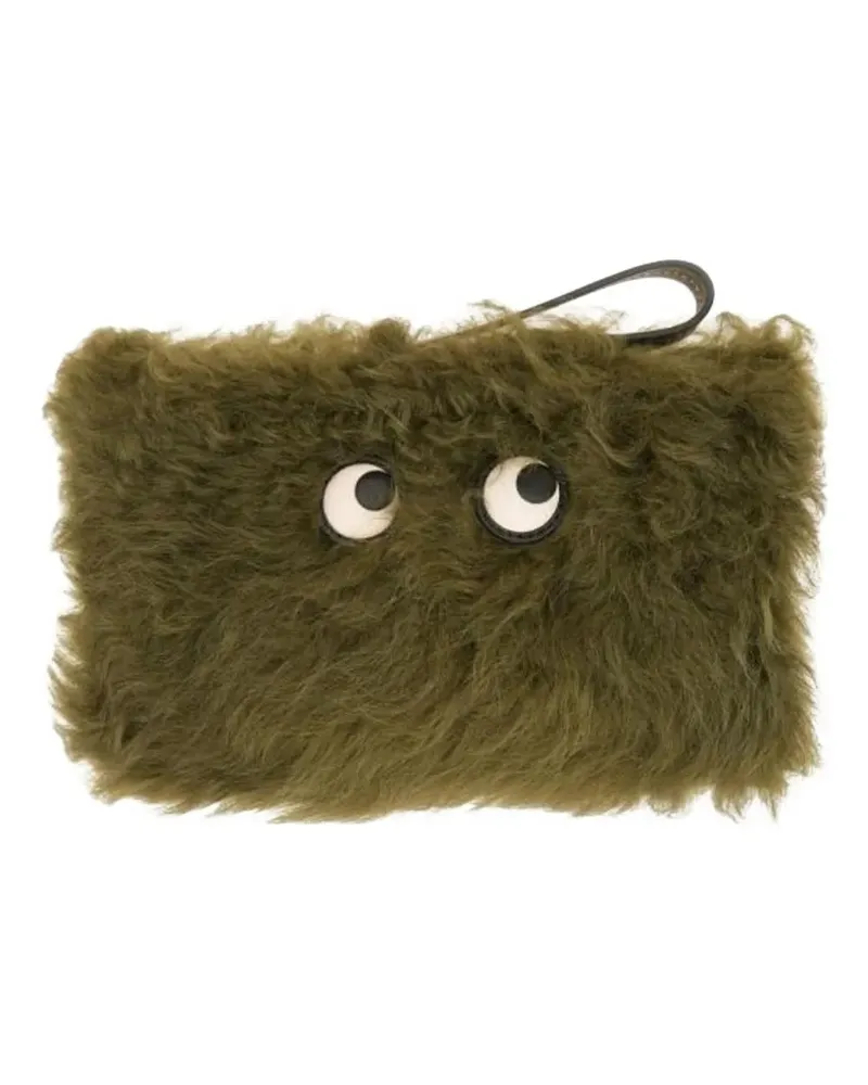 Anya Hindmarch Eyes shearling handle clutch bag - Grün Grün