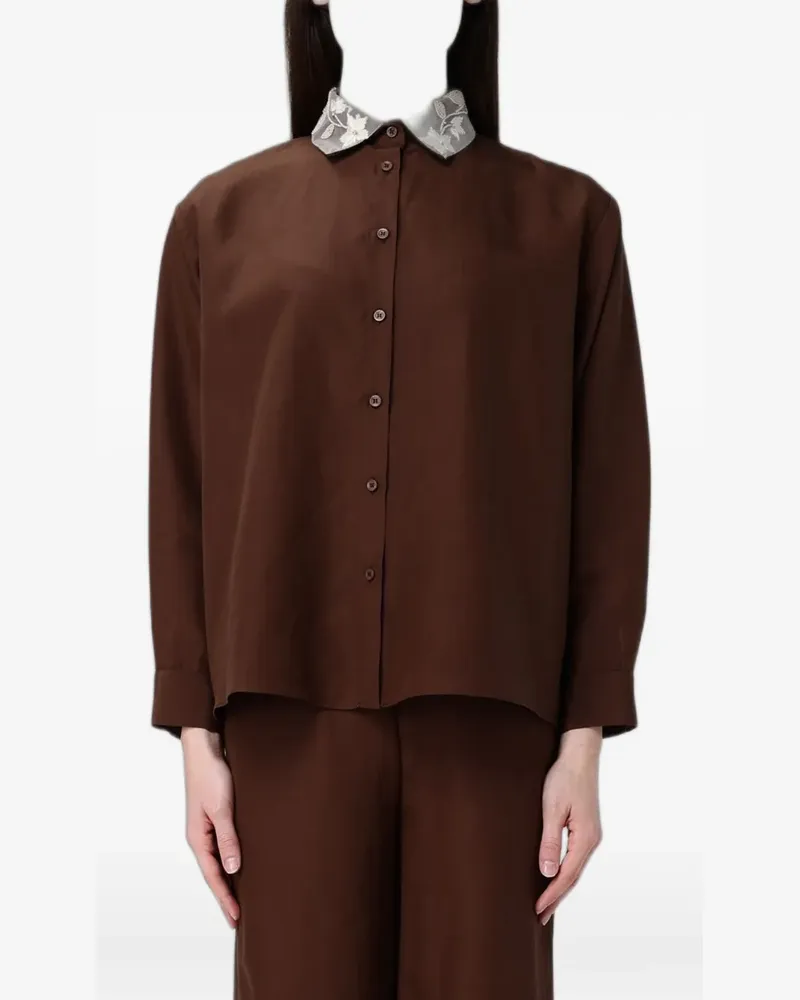 Hanita embroidered-collar shirt - Braun Braun
