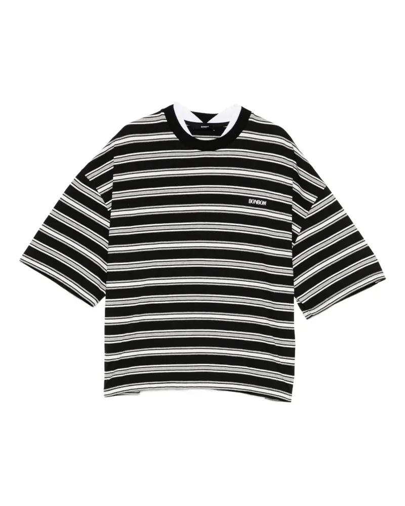 BONBOM Gestreiftes T-Shirt - Schwarz Schwarz